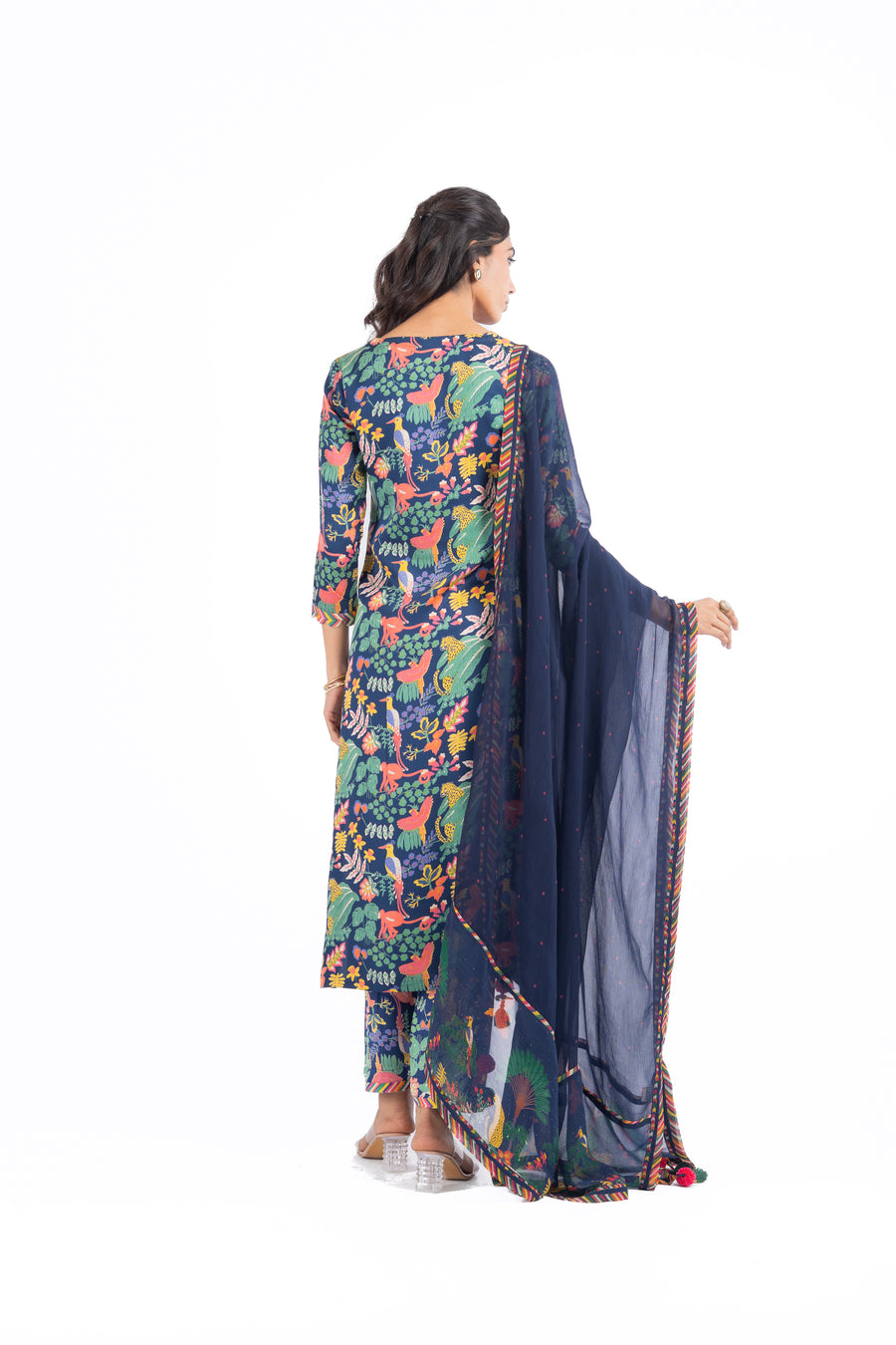 WOMEN'S BLUE MODAL SATIN ANAM KURTA SET