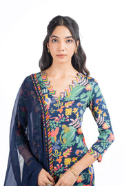 WOMEN'S BLUE MODAL SATIN ANAM KURTA SET