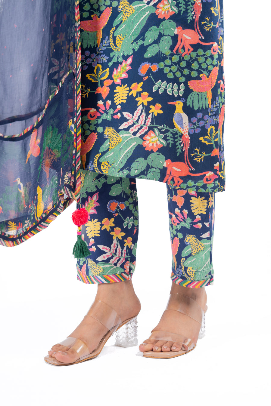 WOMEN'S BLUE MODAL SATIN ANAM KURTA SET