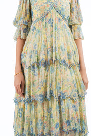 WOMEN'S PASTEL YELLOW - MULTI COLOR CHIFFON CHARMY DRESS