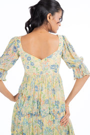 WOMEN'S PASTEL YELLOW - MULTI COLOR CHIFFON CHARMY DRESS