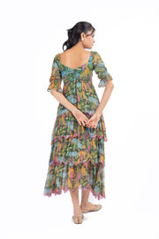 WOMEN'S GREEN LUREX CHIFFON AANYA DRESS