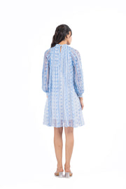 WOMEN'S BLUE & WHITE CHIFFON IKA DRESS