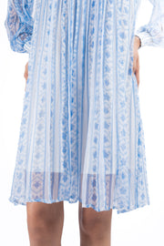 WOMEN'S BLUE & WHITE CHIFFON IKA DRESS