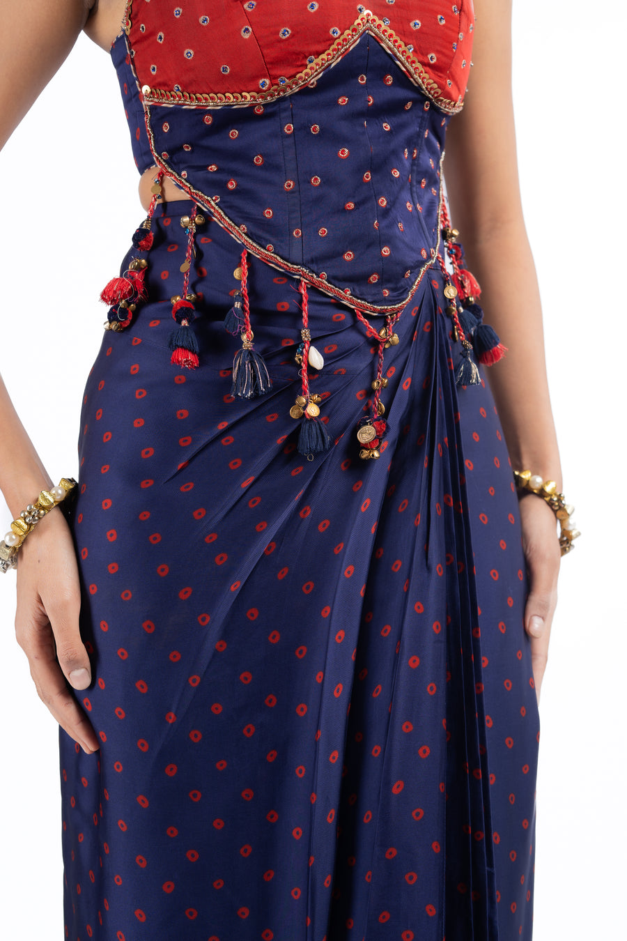 JHUMKI JHALAK JHANKAR SKIRT WITH CORSET AND FLOATING   SET OF 3