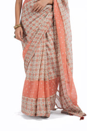 WOMEN'S MULTICOLOR CHANDERI JAL JHAROKHA SAREE SET