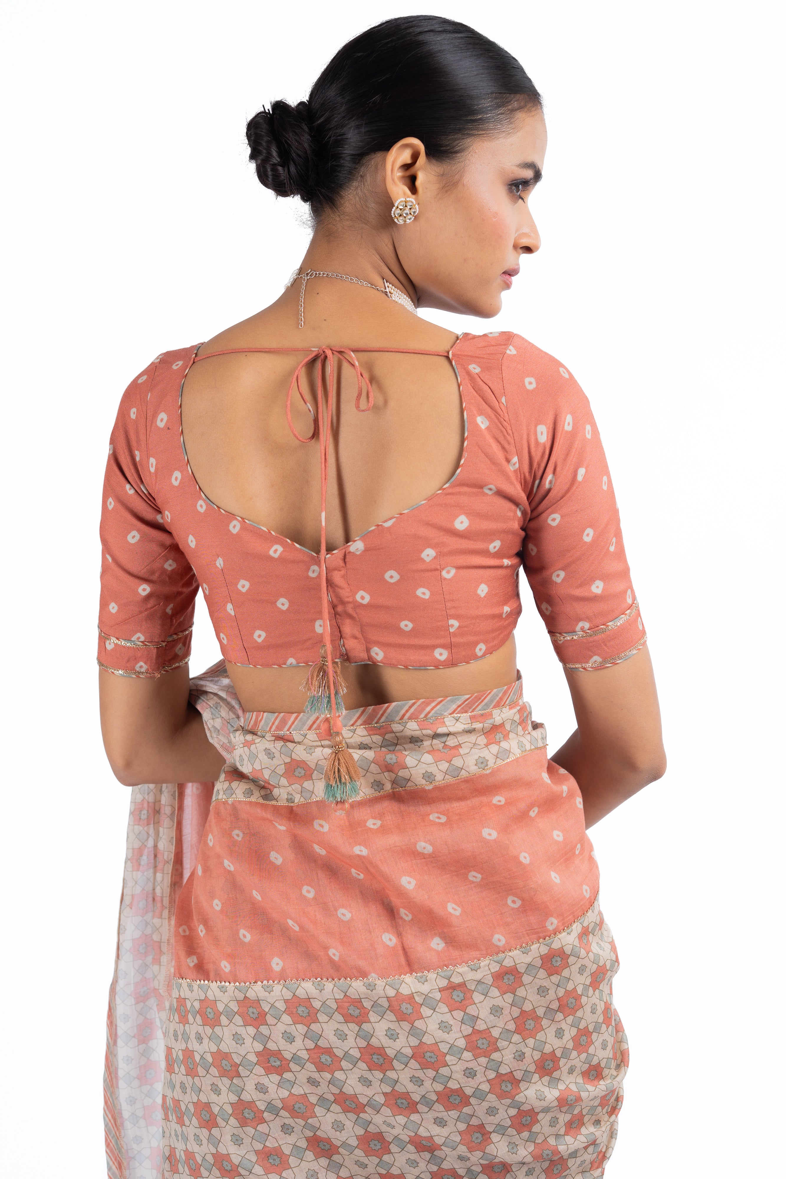 WOMEN'S MULTICOLOR CHANDERI JAL JHAROKHA SAREE SET