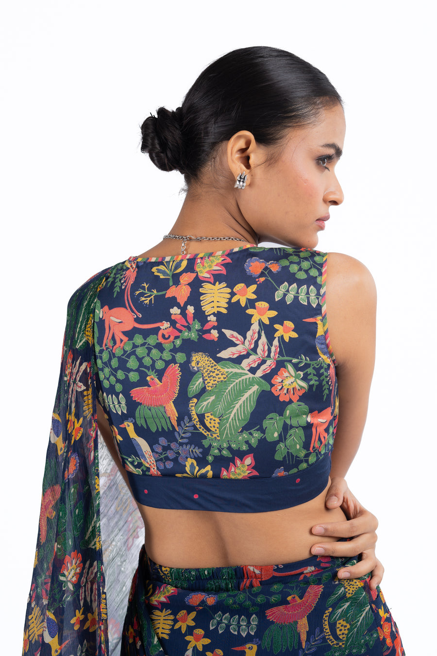 WOMEN'S BLUE CHIFFON GOUHAR SAREE
