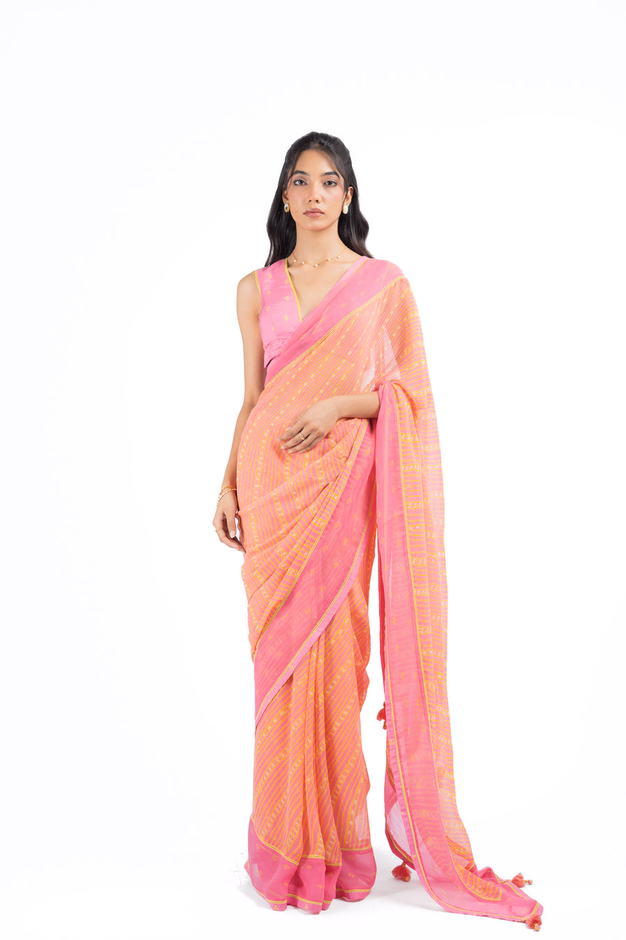 TEEJRI SAREE WITH STITCHED BLOUSE
