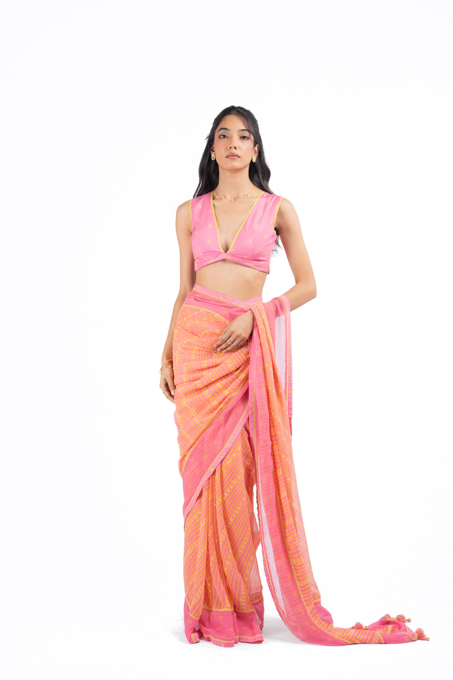 TEEJRI SAREE WITH STITCHED BLOUSE