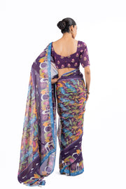 WOMEN'S MULTICOLOR CHIFFON SAMANDAR SAREE