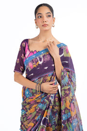WOMEN'S MULTICOLOR COTTON SAMANDAR SAREE SET