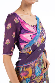 WOMEN'S MULTICOLOR COTTON SAMANDAR SAREE SET