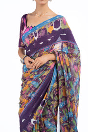WOMEN'S MULTICOLOR CHIFFON SAMANDAR SAREE