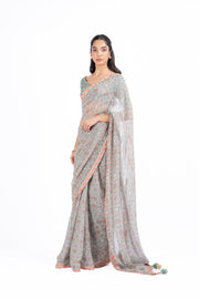 AMER SAREE WITH STITCHED BLOUSE  SET OF 2