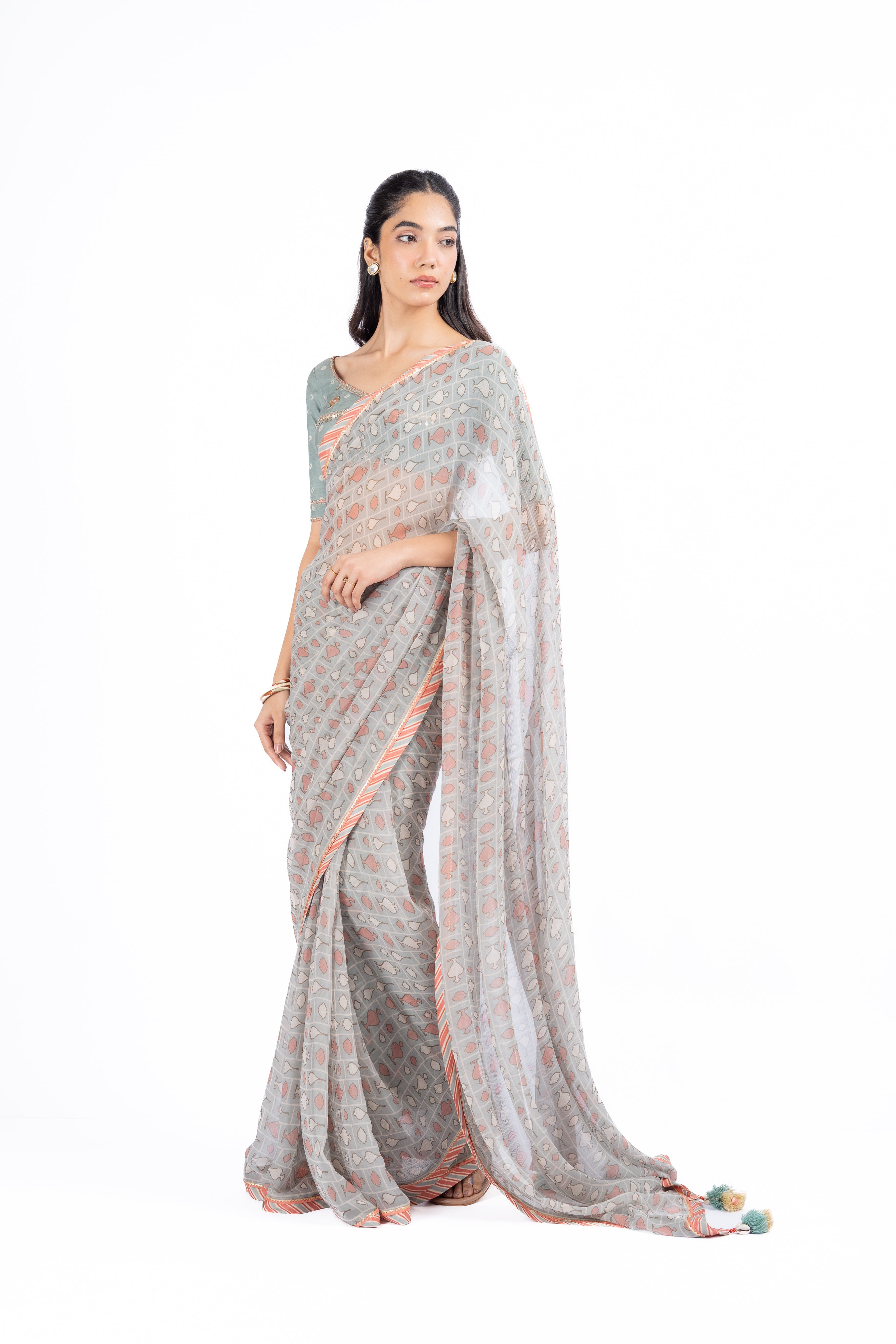 AMER SAREE WITH UNSTITCHED BLOUSE  OF 2
