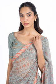 AMER SAREE WITH UNSTITCHED BLOUSE  OF 2