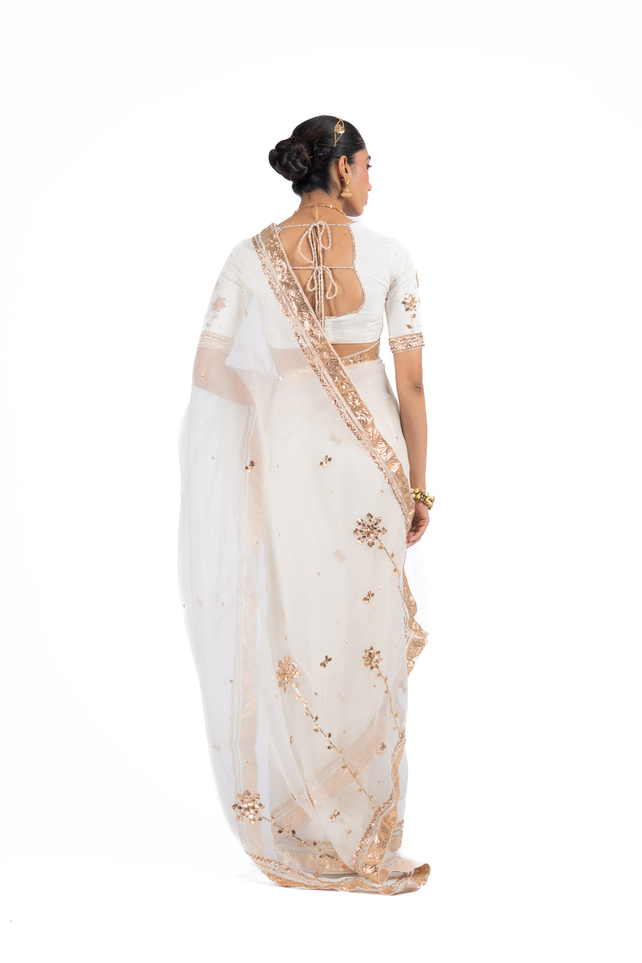 MRIDULA SAREE WITH STITCHED BLOUSE  SET OF 2