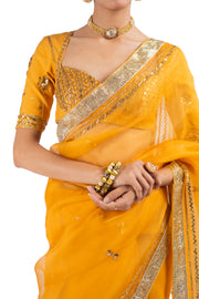 SUNEHRI  SAREE WITH UNSTITCHED BLOUSE