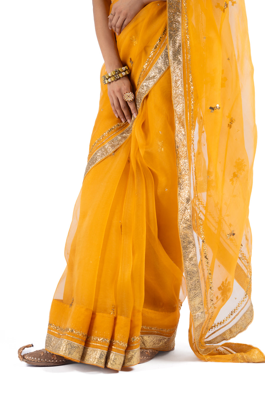 SUNEHRI  SAREE WITH UNSTITCHED BLOUSE