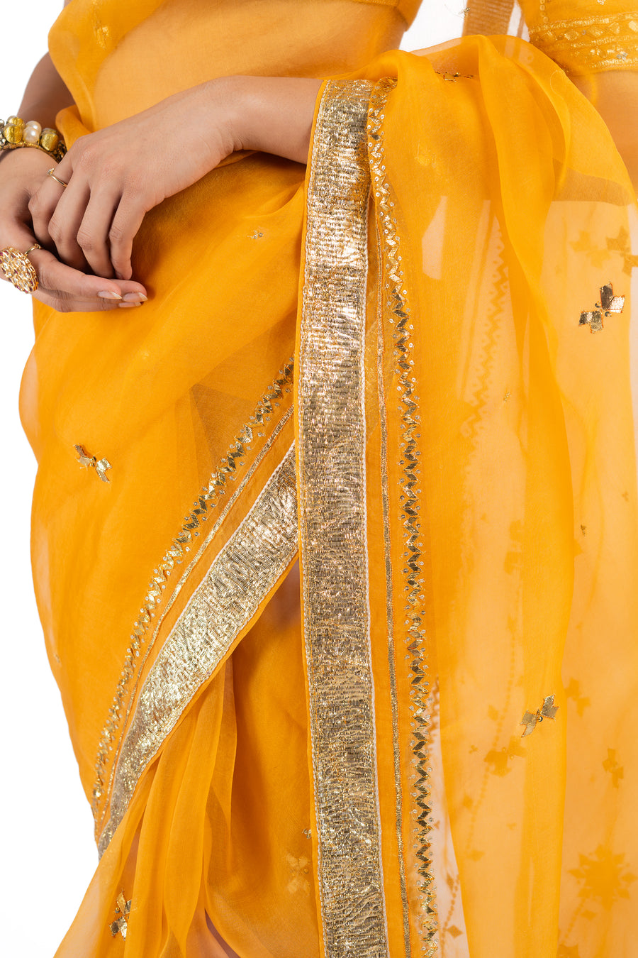 SUNEHRI  SAREE WITH UNSTITCHED BLOUSE