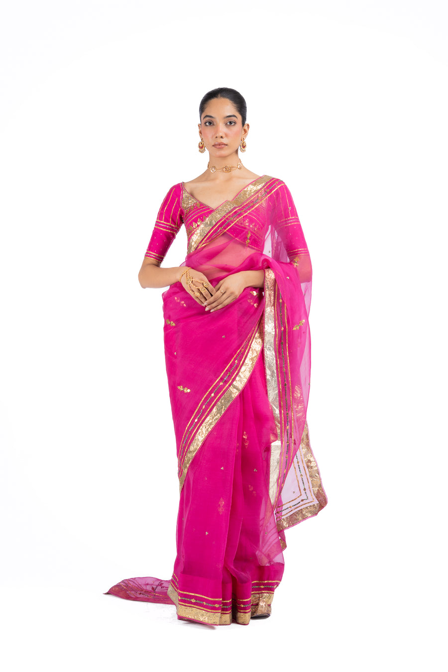 SARGAM SAREE WITH STITCHED BLOUSE SET OF 2