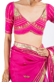 SARGAM SAREE WITH STITCHED BLOUSE SET OF 2