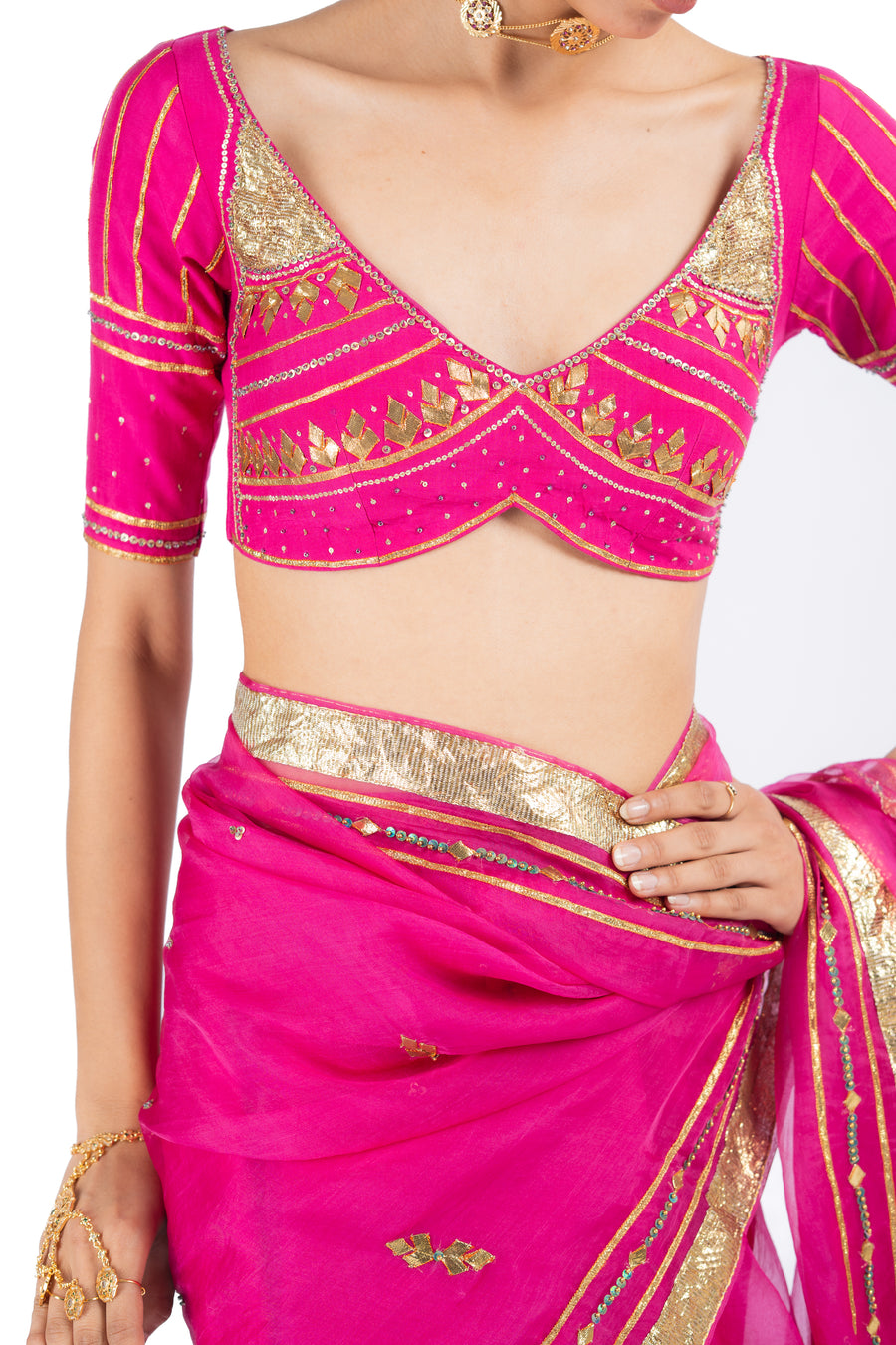 SARGAM SAREE WITH STITCHED BLOUSE SET OF 2