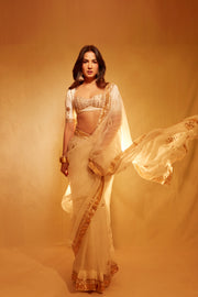 MRIDULA SAREE WITH STITCHED BLOUSE  SET OF 2
