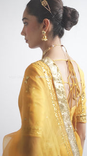 SUNEHRI  SAREE WITH STITCHED BLOUSE  SET OF 2
