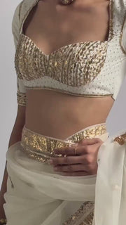 MRIDULA SAREE WITH STITCHED BLOUSE  SET OF 2