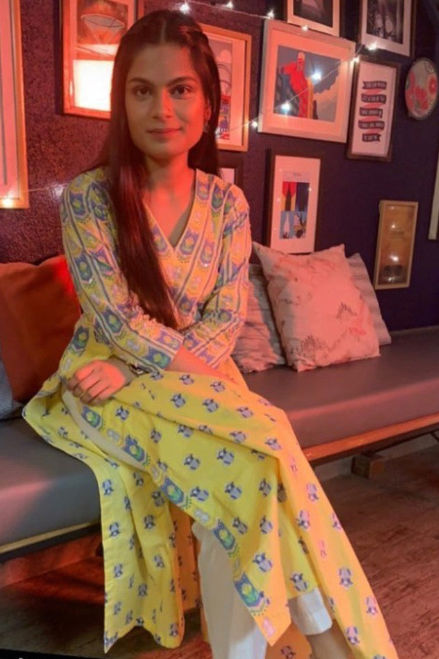 Srishti Dixit In Yellow Aster Kurta