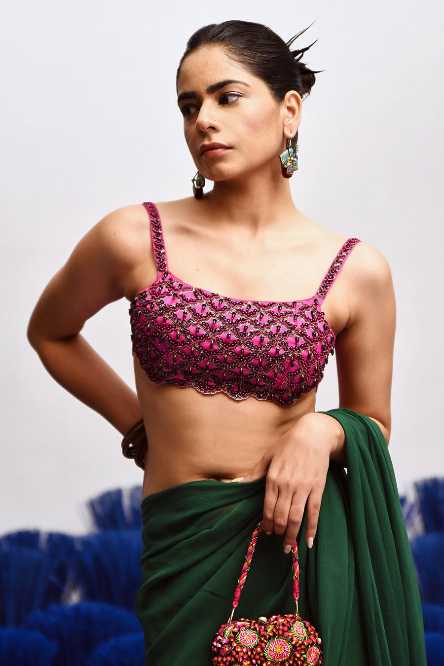 Rani Ruffle Saree