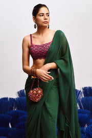 Rani Ruffle Saree