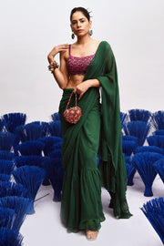 Rani Ruffle Saree