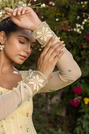 WOMEN'S PASTEL YELLOW - MULTICOLOR CHIFFON  JUNIPER ANARKALI SET