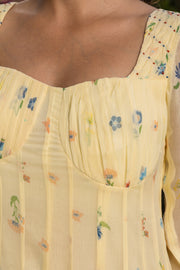 WOMEN'S PASTEL YELLOW - MULTICOLOR CHIFFON  JUNIPER ANARKALI SET