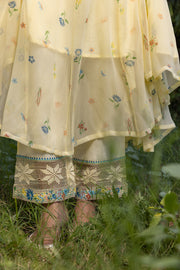 WOMEN'S PASTEL YELLOW - MULTICOLOR CHIFFON  JUNIPER ANARKALI SET